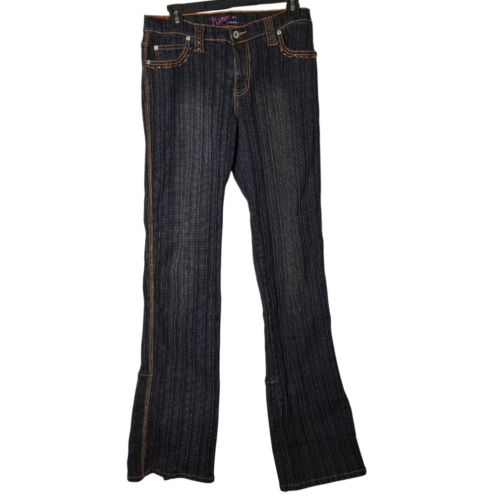 Fluid Jeans Juniors Pleated Sequin Denim Blue Jeans Size 13‎ Y2K 2000s Grunge